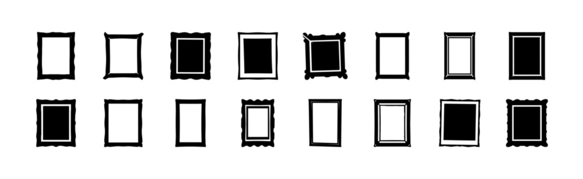 Checkbox Icon Set in Various States- Collection of simple checkbox icons displaying checked, unchecked, selected, and empty states for user interface and web design.