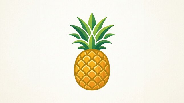 Whole ripe pineapple isolated on white background minimalist illustration