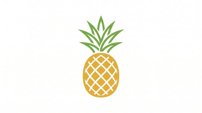 Fresh whole pineapple isolated on white background minimalist illustration