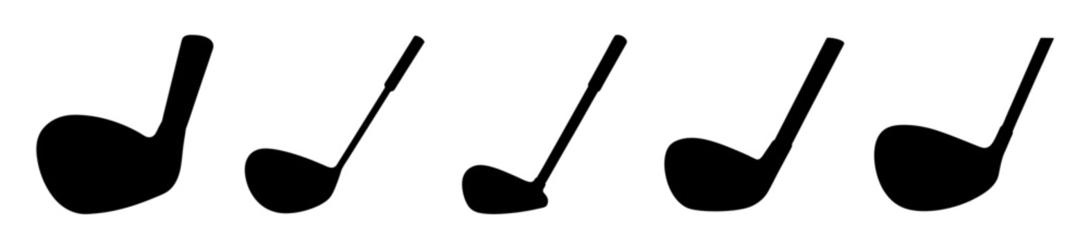 Black musical quarter note icons in a row - Five simple black quarter note icons aligned horizontally for music or rhythm design projects.