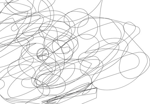 Abstract chaotic scribble lines with tangled messy sketch strokes in expressive freeform style. Dynamic random curves create artistic composition perfect for concept art backgrounds and creative 