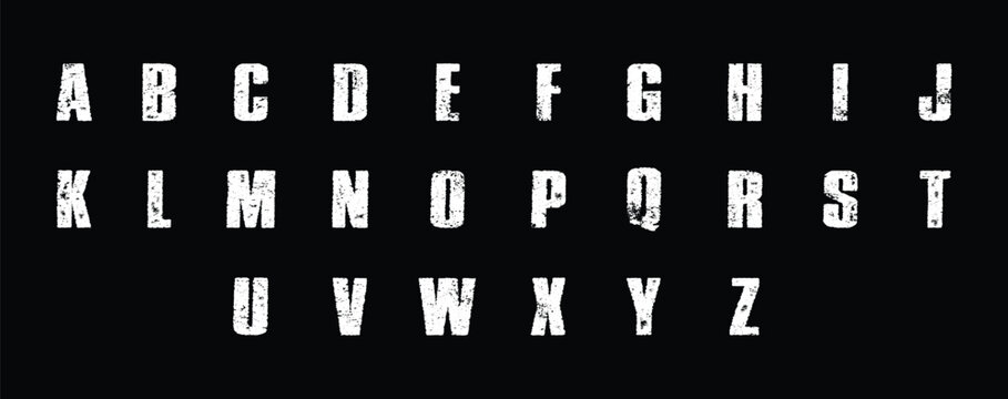 Bold block alphabet font set with distressed stencil style letters in strong industrial look. Grunge uppercase typography perfect for posters branding headlines and urban design. Modern vector collect