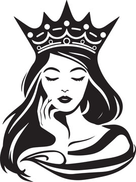 Beautiful woman with crown and hat fashion vector illustration portrait of elegant model face beauty style sketch art design