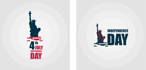 4th of July Independence Day Emblem with Statue of Liberty Silhouette © M15