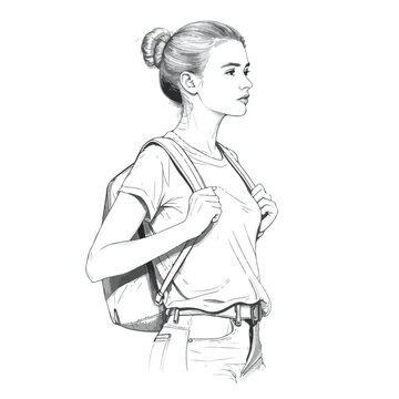 Fashion portrait of young women in black and white dresses studio style illustration of elegant models