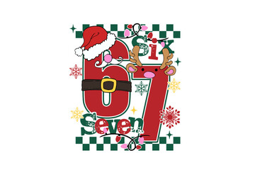 Obraz premium Number Sixty Seven Christmas Sports Typography Sublimation Design