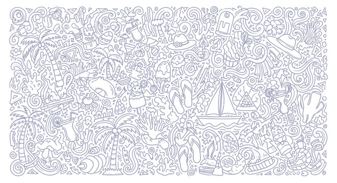 Summer beach vacation vector illustration beach toys umbrella and relaxation items