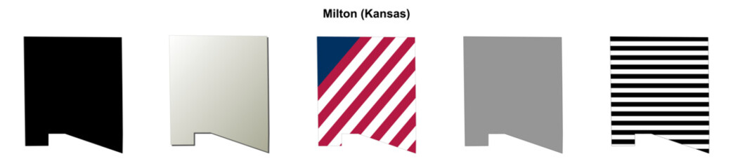 Fototapeta premium Milton (Kansas) blank outline map set