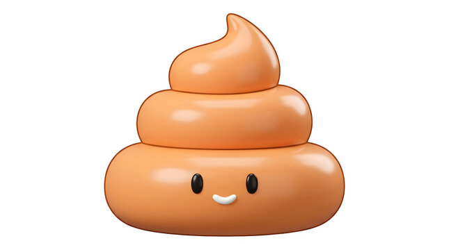 Cute cartoon poop emoji with smiling face isolated on transparent background