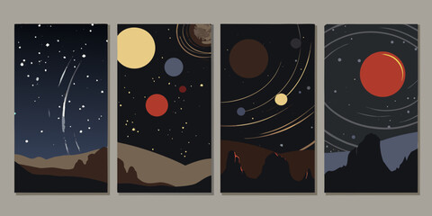 Space Exploration Posters A Set Of Four Vector Illustration © Smritykona