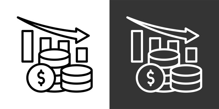Financial Crisis White And Black Icon Set Multiple Style Collection Pack Vector Illustration