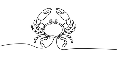 Continuous line art of a crab showcasing its large claws © Bristy