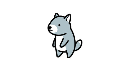 Fototapeta premium Cute grey wolf cub standing in cartoon style