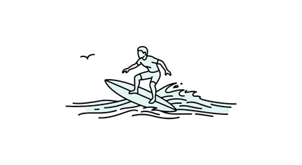 Man surfing on a blue ocean wave © dendi