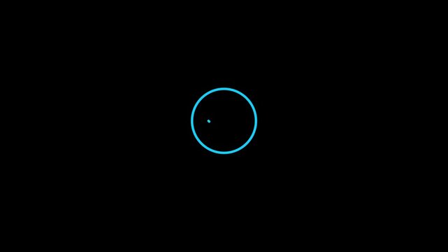 Loading screen animation with blue dots and please wait text on black background
