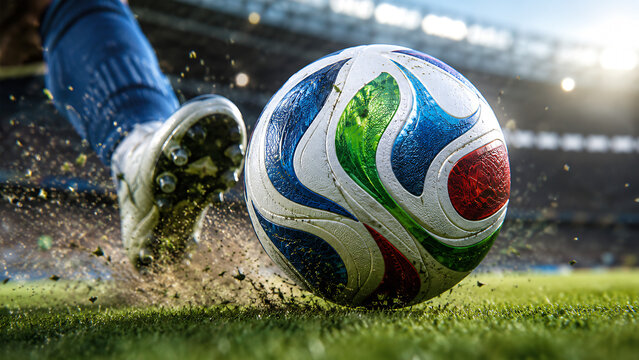 Soccer ball world cup 2026 fifa kicked close-up.