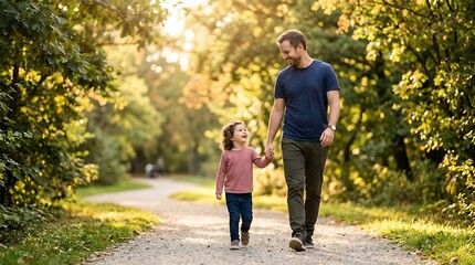 Obraz premium Father gives daughter piggyback ride on Father's Day in a park