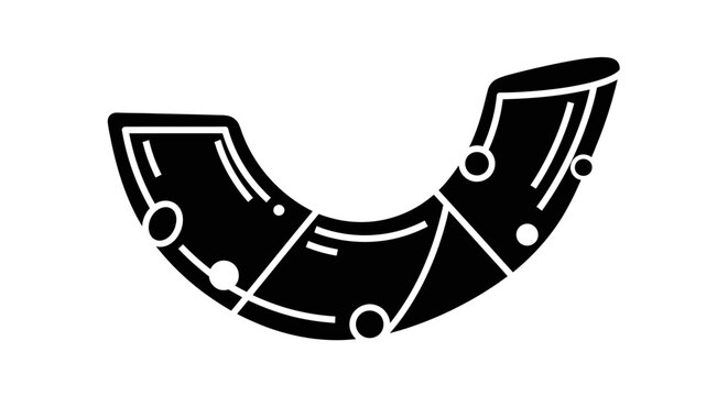 Black Silhouette Illustration of a Traditional Shofar Horn.