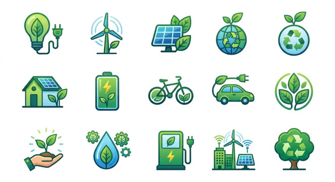 Eco-Innovation Icons for Sustainable Living.