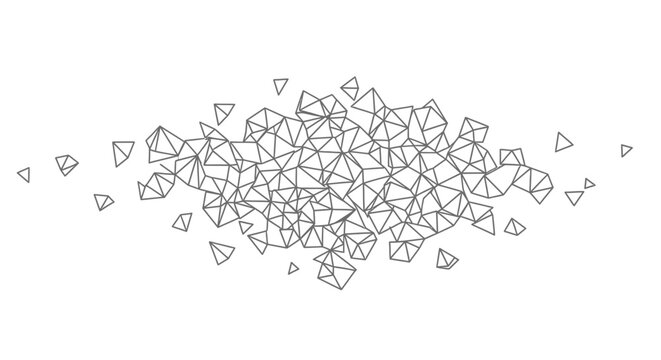 Abstract Geometric Network of Triangles and Pyramids on White Background