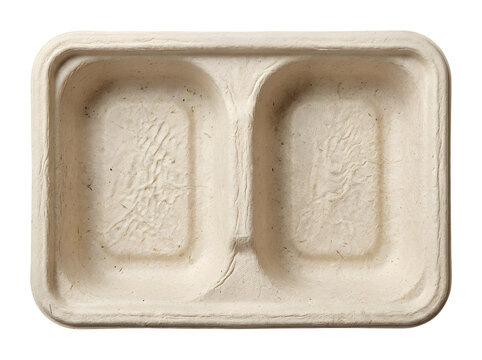 Molded Fiber Tray for Eco-Friendly Food Packaging with Two Compartments