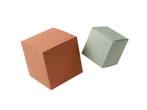 Two Minimalist Product Packaging Boxes Isolated on Transparent Background