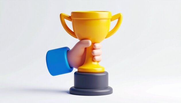 Premium 3D Winner Trophy Symbol Icon Isolated on White Background