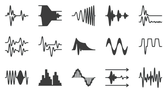 Various Audio Waveform and Signal Processing Icons