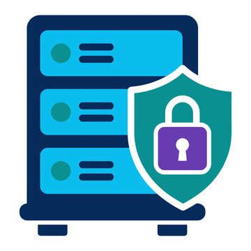 Cybersecurity Concept with Server Rack and Security Shield Icon
