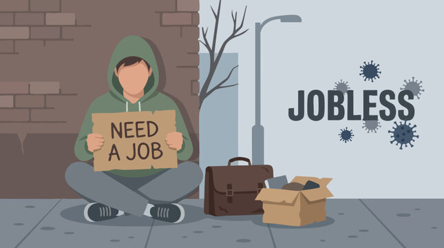 Unemployment crisis during pandemic: jobless person asking for work