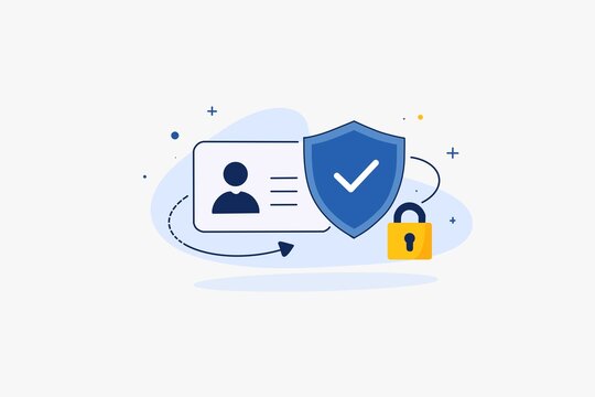 Data protection and cyber security concept with shield and padlock