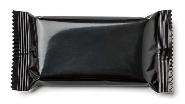 Unopened Black Snack Package on Dark Background Minimalist Style