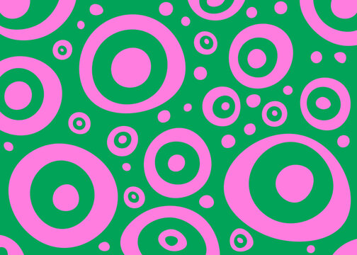 Abstract pink concentric circle pattern on green background