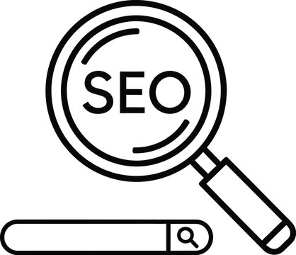 Seo search optimization concept with magnifying glass