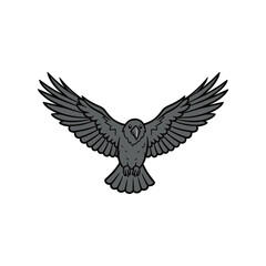 Obraz premium Stylized Black Crow Flying with Wings Spread