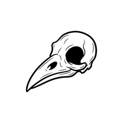 Obraz premium Minimalist Black and White Bird Skull Illustration