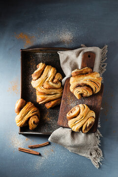 Fresh homemade cinnamon Franzbrotchen