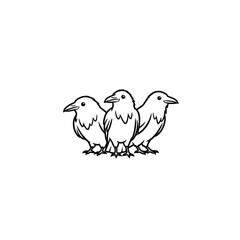 Obraz premium Minimalist Line Art of Three Ravens