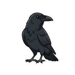 Obraz premium Detailed Black Raven Illustration Isolated on White