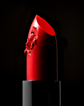 Red lipstick with a scratch