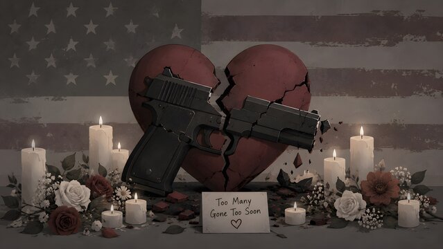 Gun Violence in America &ndash; Memorial and Awareness Concept Illustration