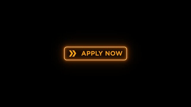 Glowing neon a beautiful yellow lightning apply now icon with text apply now on transparent background.Abstract online apply,internet apply, apply now icon.