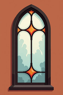 Intricately Crafted Stained Glass Panel Showcasing Deep Teal and Amber Hues, Radiating Warmth and Spiritual Serenity in a 2x3 Format