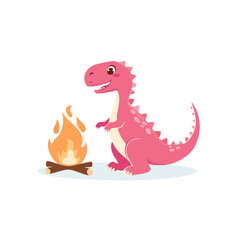 Fototapeta premium Pink flamingo with flame tail vector