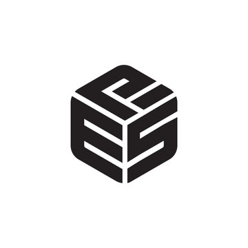 Modern Geometric ESP Monogram Cube Logo Vector