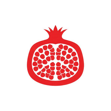 Red pomegranate fruit icon with transparent background