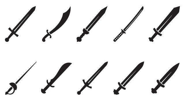 Collection of various sword silhouettes 