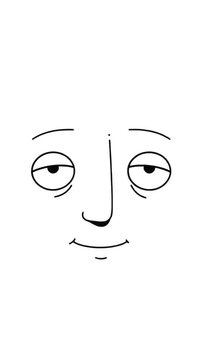 motion graphic Face Smile Eye Line Black White Happy Cartoon Minimal Portrait Sketch Clean Background Simple Expression Drawing Nose Eyebrow