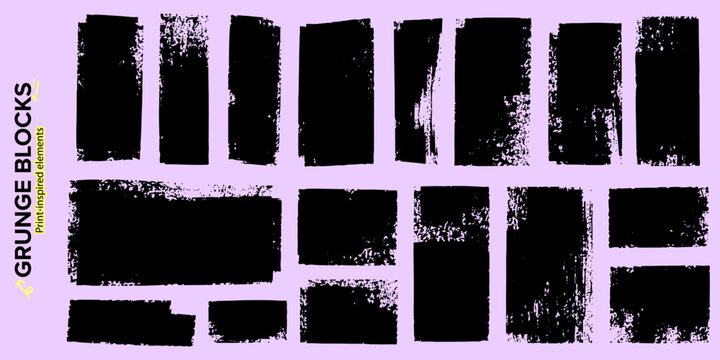 Grunge Block Texture Collection with Distressed Rectangle Shapes and Print Effects