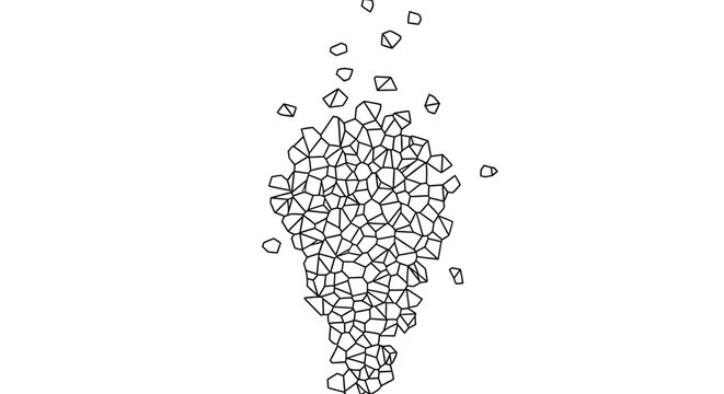 Abstract Geometric Shape Flowing Upward on White Background